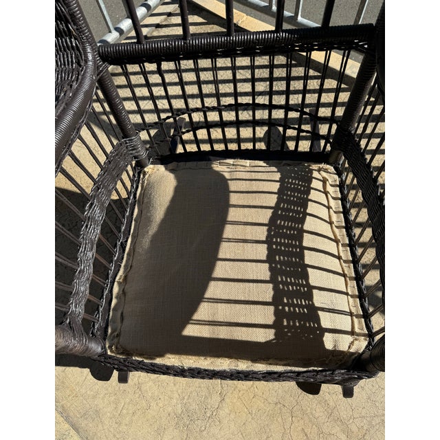 Late 19th Century 19th Century Antique Wicker Rocking Chair (By United Indurated Fibre Company), Newly Restored For Sale - Image 5 of 12