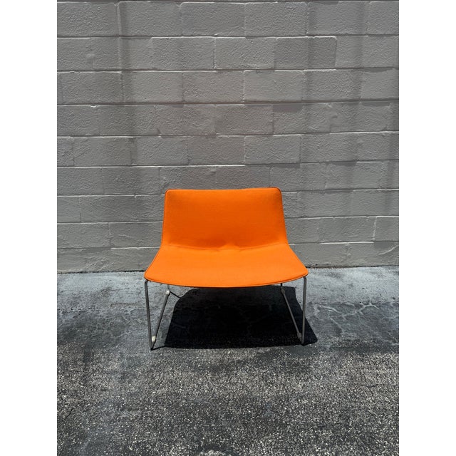 Mid 20th Century Vintage MCM Wool & Chrome Lounge Chair For Sale - Image 5 of 6