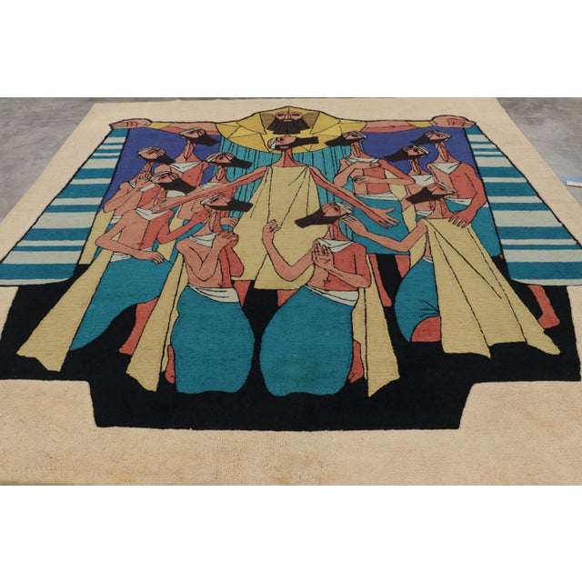 Made with handtufted wool circa 1960-1970, this 10x10 vintage tapestry is an exciting new addition to Rug & Kilim's...