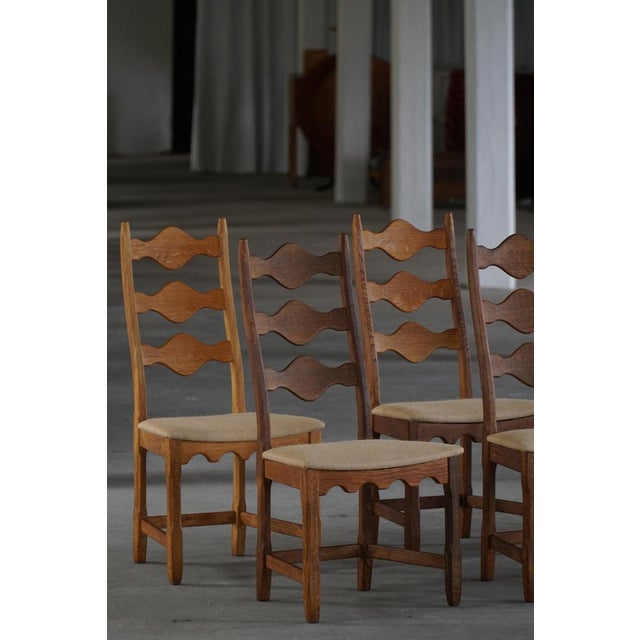 Highback Dining Chairs in Oak by Henning Kjærnulf, 1960s, Set of 6 For Sale - Image 18 of 18