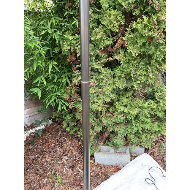 Striking Italian postmodern floor lamp featuring a sleek minimalist silhouette with a tapered opaline (frosted) glass...