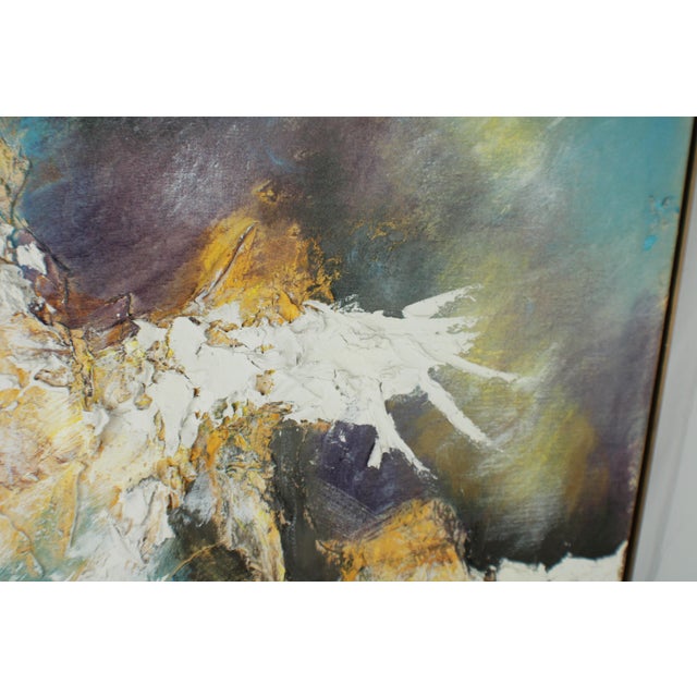 Vintage Lee Reynolds Textured Impasto Abstract Oil Painting, Blues & Earth Tones 1960's For Sale - Image 15 of 18