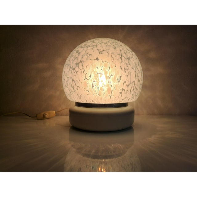 Cream Murano Glass Table Lamp from Manifattura Di Murano, 1970s For Sale - Image 8 of 11