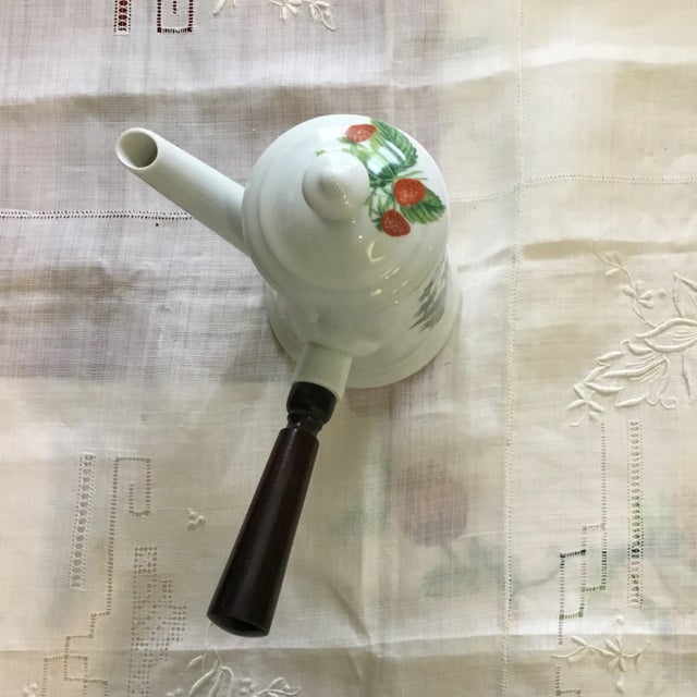 Porcelaine De Paris, Decor Les Fruits Sauvages Coffee Pot With Wood Handle 1960s Vintage For Sale In Naples, FL - Image 6 of 12