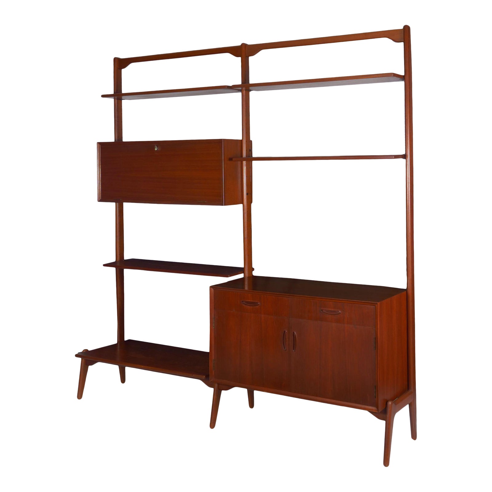 Danish Modern Teak V Reol System Stand Alone Wall Unit Bookshelf