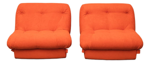 Orange Fabric Armchairs, 1970s, Set of 2