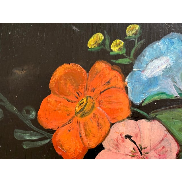 Mid 20th Century Folk Art Hand Painted Floral Tray For Sale - Image 6 of 8