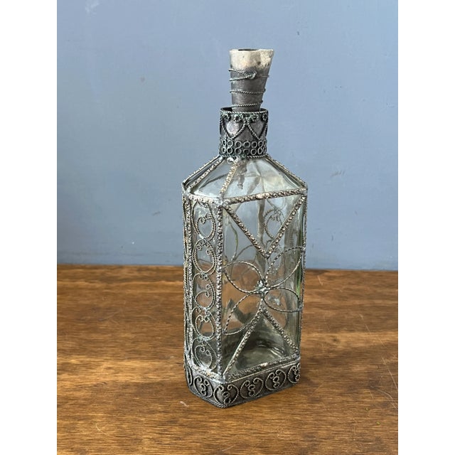 Antique Filigree Wire Overlay Decanter Bottle For Sale - Image 12 of 12