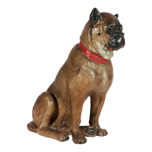 Life-Size Austrian Terracotta Pug Dog With Glass Eyes, 19th Century