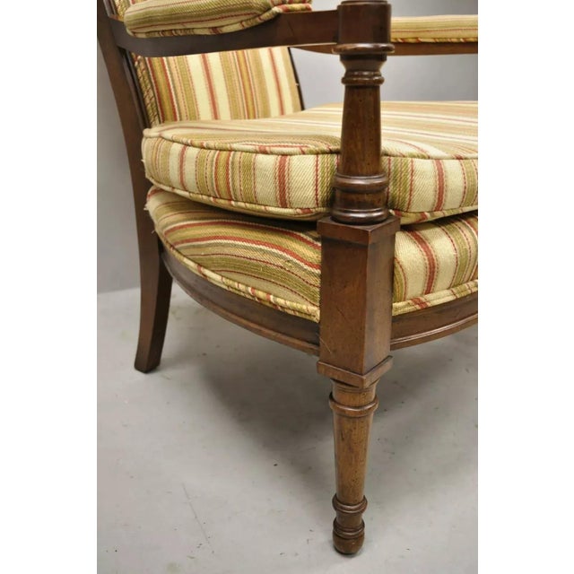 Mid 20th Century Vintage Hollywood Regency French Style High Back Upholstered Arm Chairs - A Pair For Sale - Image 4 of 10