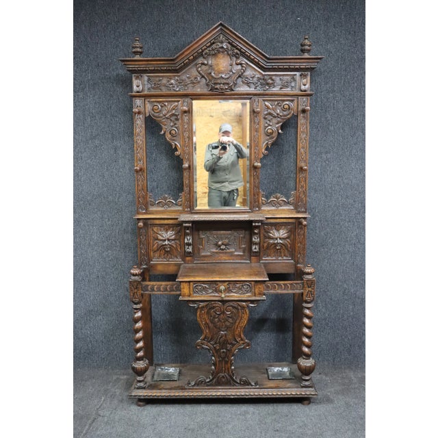 19th C. Oak Victorian Hall Rack For Sale - Image 11 of 11
