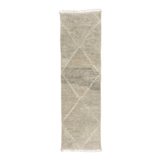 Timeless Diamond Hand-Knotted Wool Runner | 14'1" X 4'2" | One of a Kind For Sale
