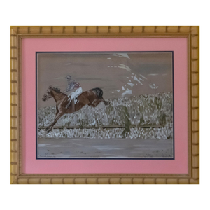 1940s Kent Miller's Elkridge Steeplechase Watercolor Painting by Fairfield Coogan, Framed