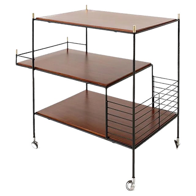 Italian Rosewood Bar Cart, 1960s For Sale