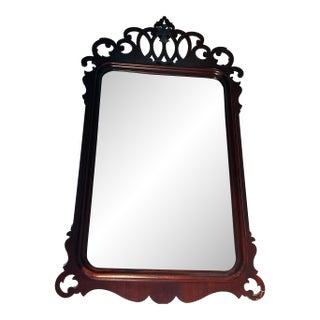Antique American Chippendale Style Bronze Eagle Alnut Fretwork Mirror For Sale