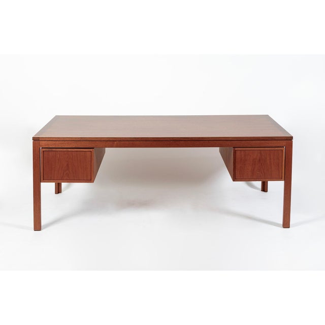 Mid-Century Modern Large Mid Century Danish Modern Mahogany Wood Executive Desk, 2 Matching Avail For Sale - Image 3 of 17