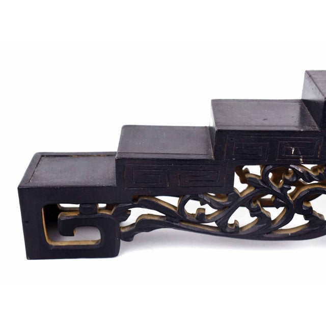 Hand Carved Chinese Tiered Seven Step Display Stand With Pierced Foliate Apron For Sale - Image 6 of 9