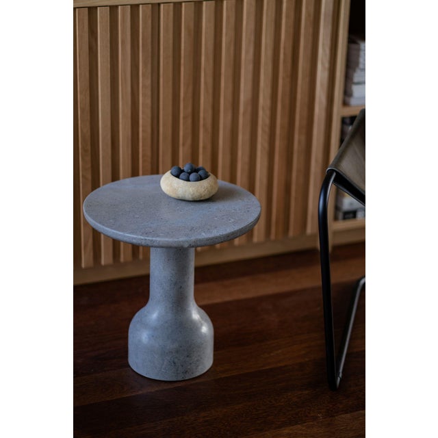 Contemporary Peso Minimalist Round Side Table in Limestone by Depping & Jørgensen For Sale - Image 3 of 8