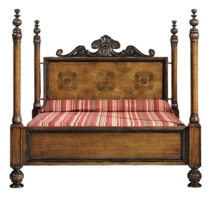 Italian Rustic King Bed With Reclaimed Walnut & Cherry Panels