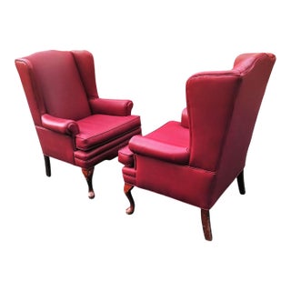 1970s Pair of Exquisite Oxblood High-Quality Mid-Century Modern Masterpiece Matching Wingback Chairs For Sale
