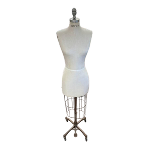 Vintage Dress Form, Rolling Metal Base, Wire Cage Skirt, "Rampage"