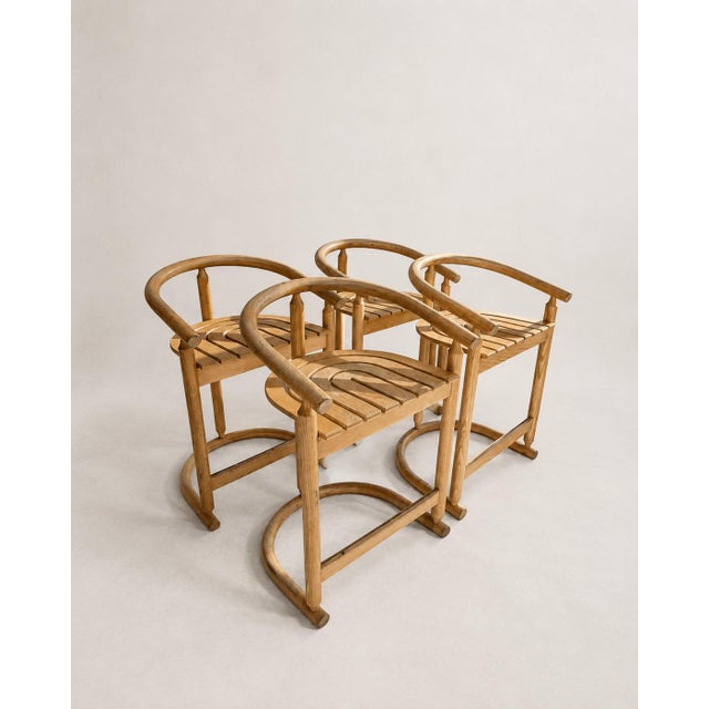 1980s Postmodern Oak Bar Stools by Allmilmö, 1980s, Set of 4 For Sale - Image 5 of 14