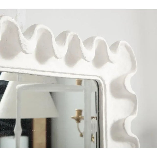 White Bespoke Rosetta Undulating Plaster Mirror For Sale - Image 8 of 9