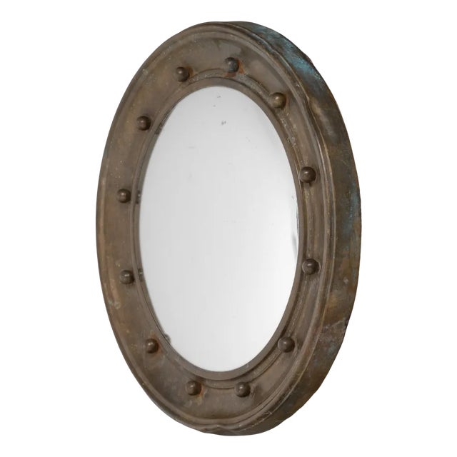 Small Brass Framed Convex Mirror, 1890s For Sale