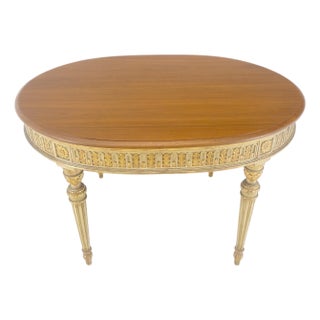 French Gold Gilt Fine Carved 48" Walnut Oval Top Dining Center Table For Sale