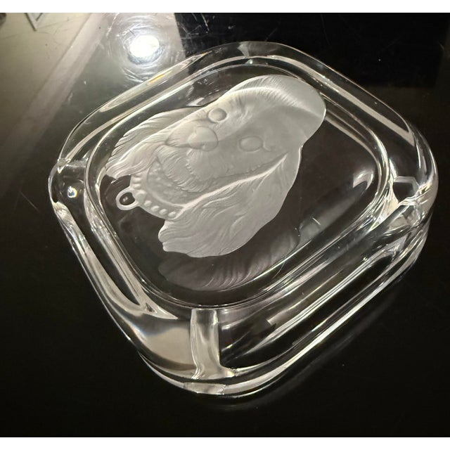 Art Deco 1970s Sevres France Frosted Poodle Dog Ashtray 6.5in For Sale - Image 3 of 4