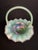 Mid-Century Modern Vintage Fenton Green Opalescent Carnival Hobnail Glass Basket Ruffled Iridescent 10" For Sale - Image 3 of 16