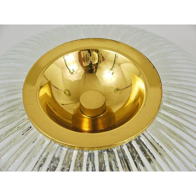 Large German Flushmount in Striped Bubble Glass and Brass from Limburg, 1970s For Sale - Image 3 of 18