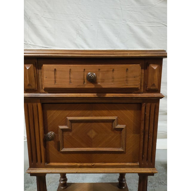 Pair of 19th Century French Louis XVI Marble-Top Chevet Bedside Cabinets, Circa 1880 For Sale - Image 11 of 18