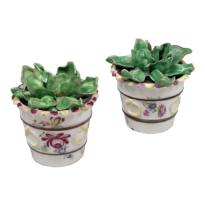 Antique 18th Century Bow Porcelain Flower Pots Circa 1750 - 1760 - a Pair