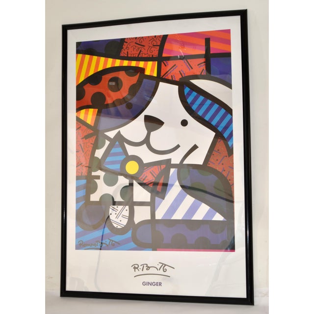 Burnt Orange Romero Britto Colorful Pop Art Dog Print 'Ginger' Mid-Century Modern 2010 For Sale - Image 8 of 16