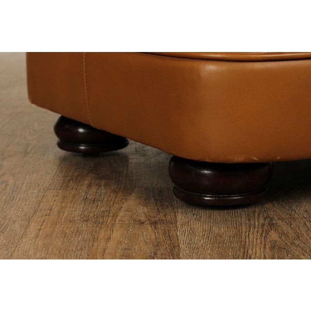 Camel Classic Leather Brown Leather Ottoman For Sale - Image 8 of 12