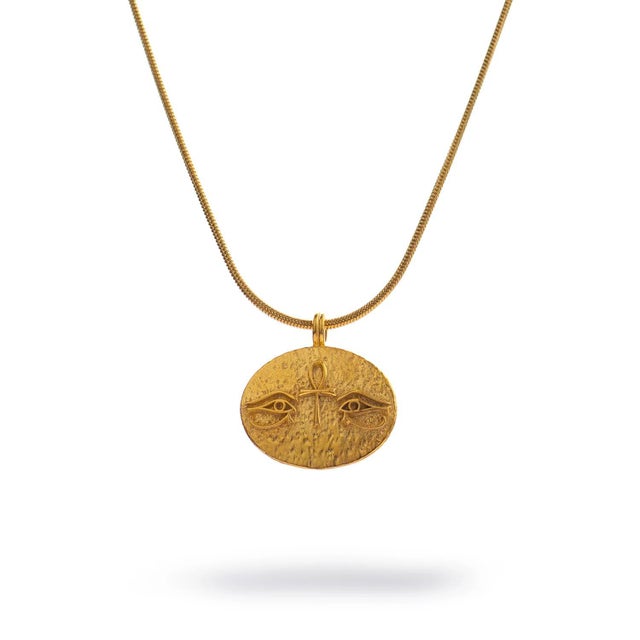 Eternal Vision Ankh Gold Medallion Necklace For Sale - Image 10 of 10