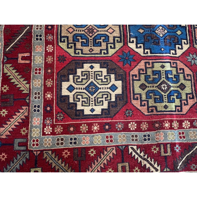 Wood Vintage Caucasian Soumak Flatweave Medallion Rug - 10'7" X 5'3" For Sale - Image 7 of 15