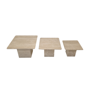 Italian Travertine Coffee or Side Tables, 1980s, Set of 3