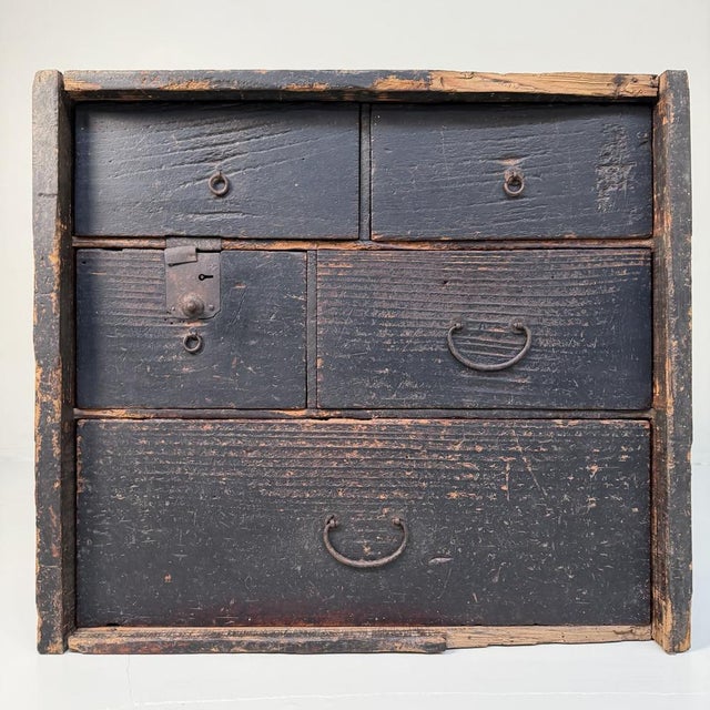Contemporary Small Antique Japanese Tansu Chest, 1900s, 1890s For Sale - Image 3 of 13