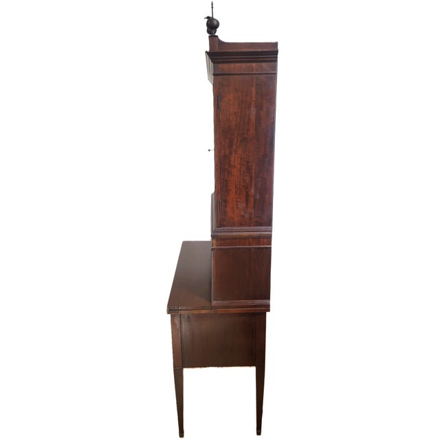 Early 20th Century Antique 20th C American Hepplewhite Mahogany Tambour Door Secretary Desk Vitrine For Sale - Image 5 of 18