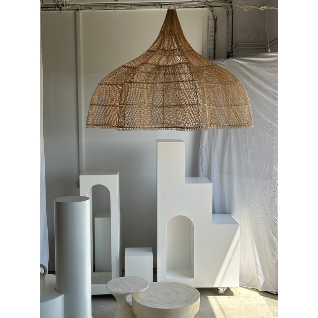 Large Rattan Hanging Light in the Shape of a Flower, 2010s For Sale - Image 9 of 18