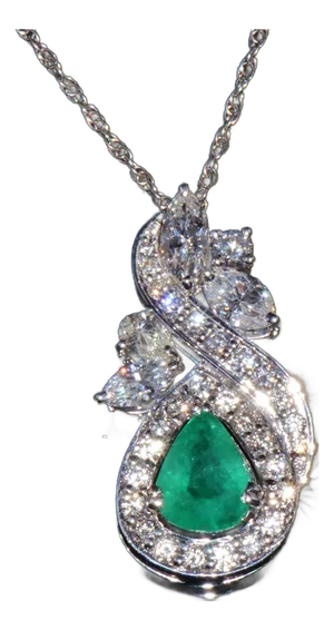 Certified Natural 4.34Cts vs F Diamond Emerald 18k Solid Gold Pendant Necklace
