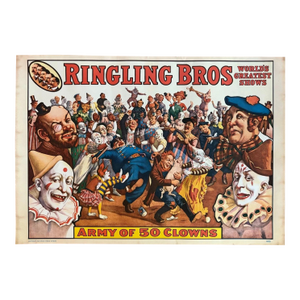 Vintage 1960 Circus World Museum Poster - Ringling Bros. Army of 50 Clowns