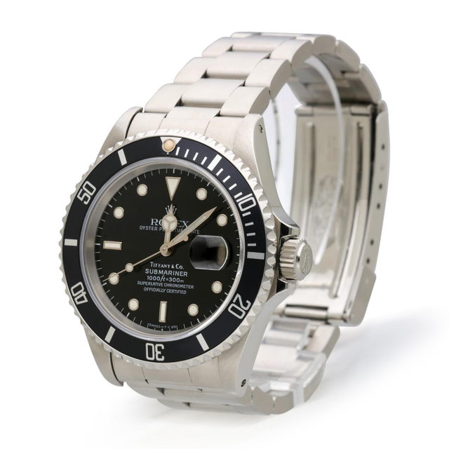 1990s 1990s Rolex Submariner Tiffany & Co Dial 16610 Steel Automatic Date Watch For Sale - Image 5 of 13