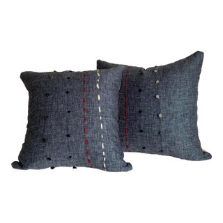 Pair of French Knots Linen Pillows ( Down/Feather Included ) For Sale
