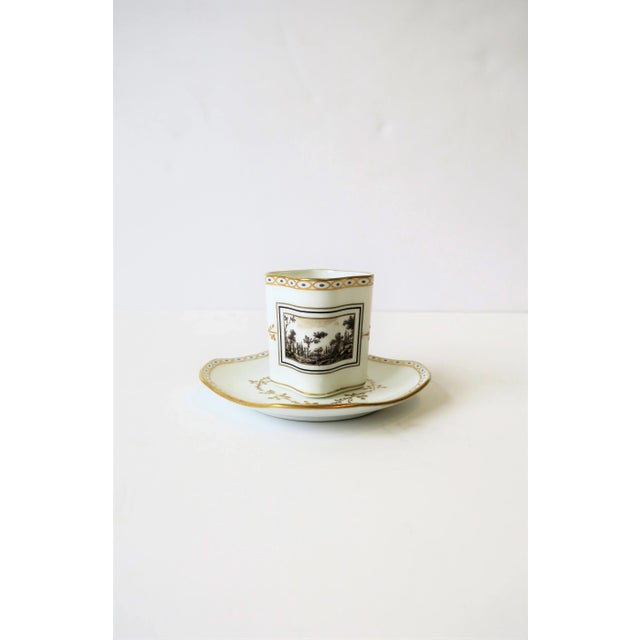 Italian Richard Ginori Designer Italian White & Gold Espresso Coffee or Tea Cup Saucer - 2 Pieces For Sale - Image 3 of 12