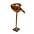 A striking vintage abstract sculpture hand-carved from what appears to be olive wood, mounted on a substantial natural...