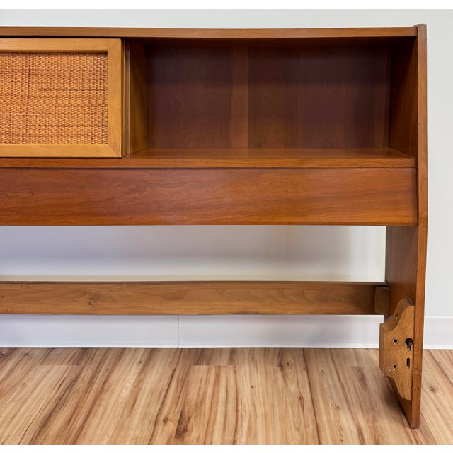 Vintage MCM Full Bed Headboard With Sliding Cubby Doors For Sale In Kansas City - Image 6 of 8