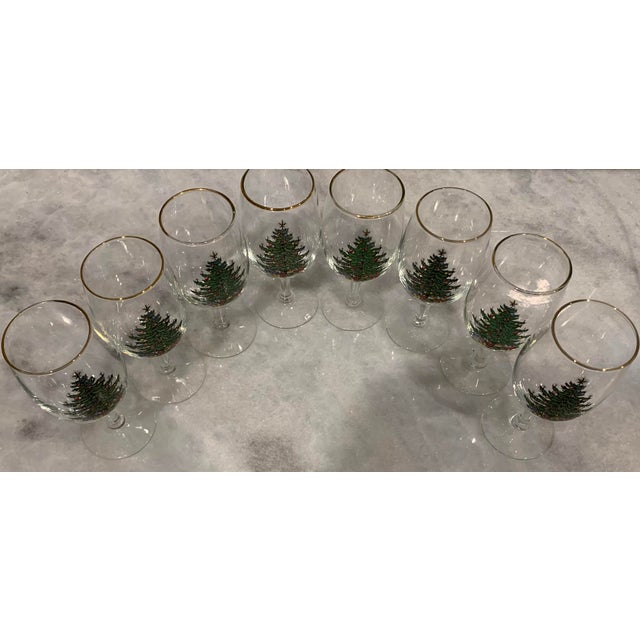 Glass Spode Christmas Tree Wine Glasses With Gold Rim, Set of 8 For Sale - Image 7 of 11